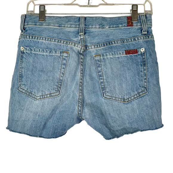 7 For All Mankind High Waist Vintage Bootcut Cut Off Denim Shorts 26 - Picture 2 of 13